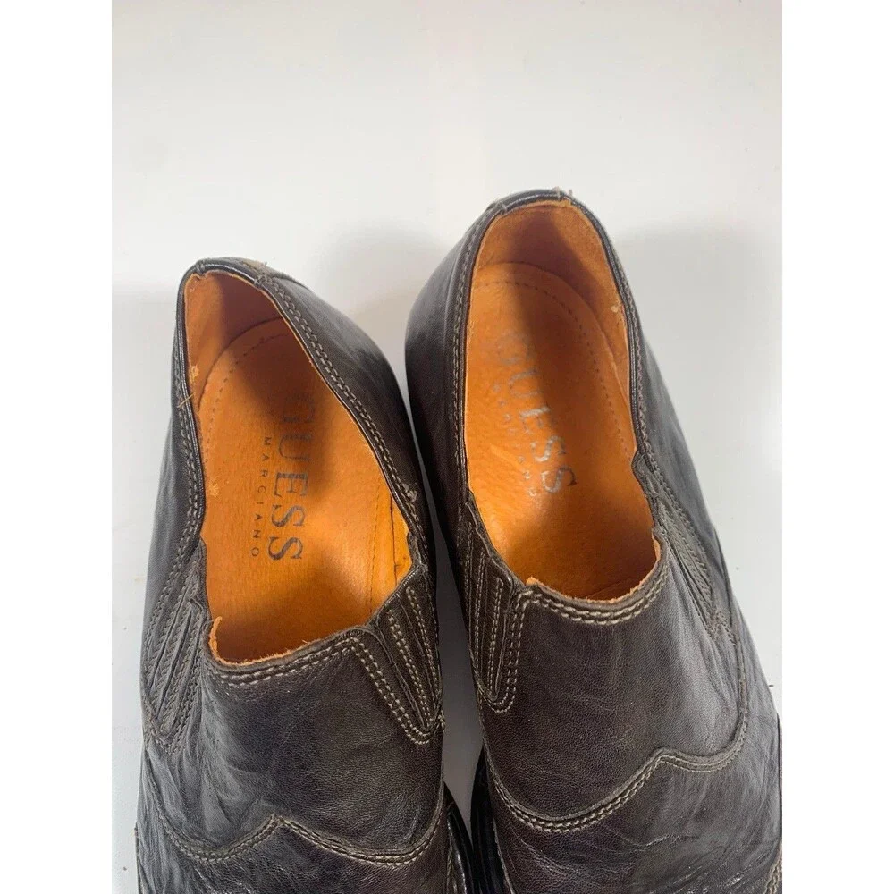 GUESS by Marciano ROY Men 10 M Brown Leather Slip On Loafers Dress Shoes Romania